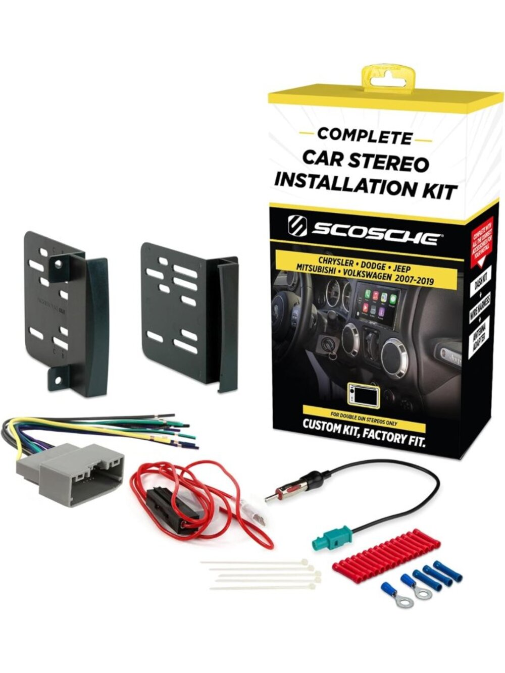 Double DIN Radio Installation Dash Kit for 2007-2019 Chrysler, Dodge, Jeep, RAM